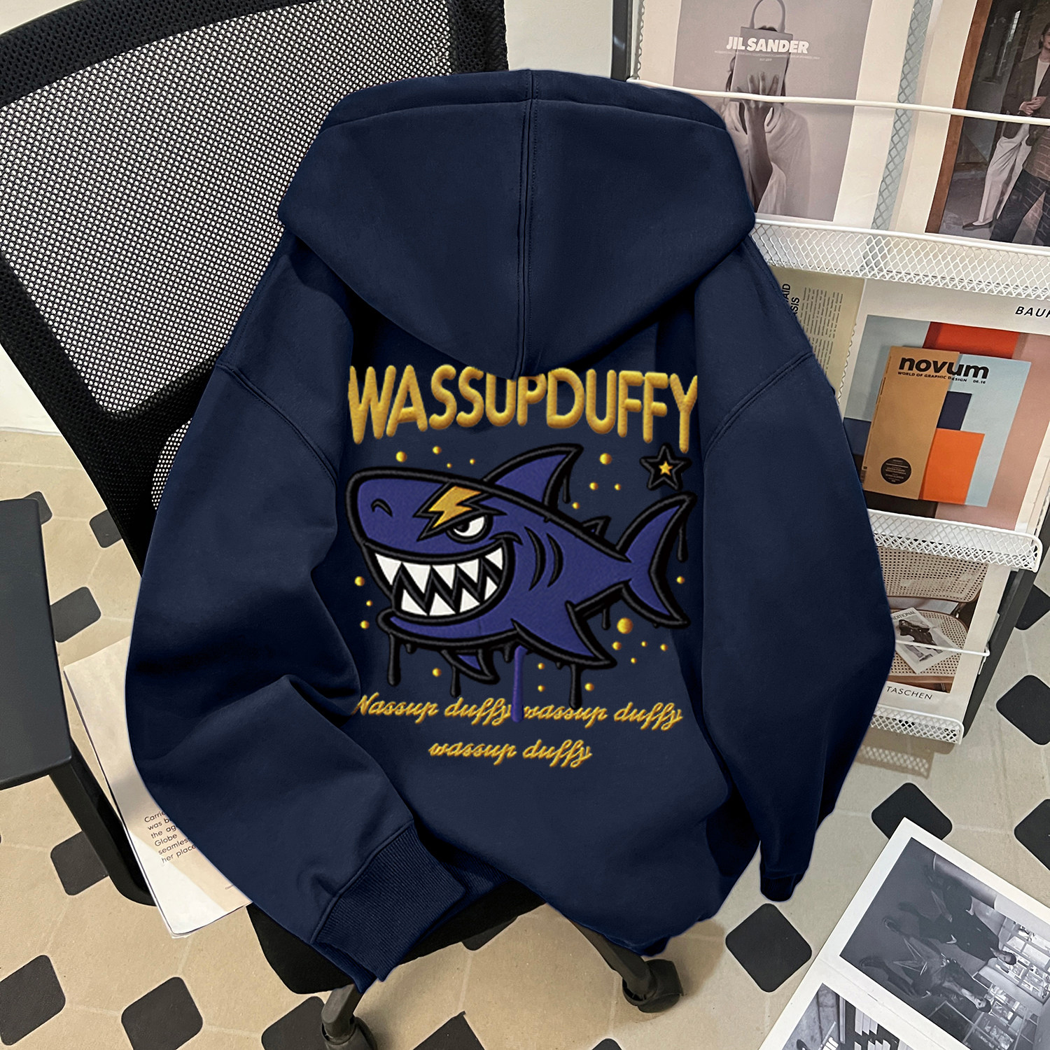 美式ins秋冬季男童连帽卫衣仿刺绣英文字母潮牌百搭中大童上衣服