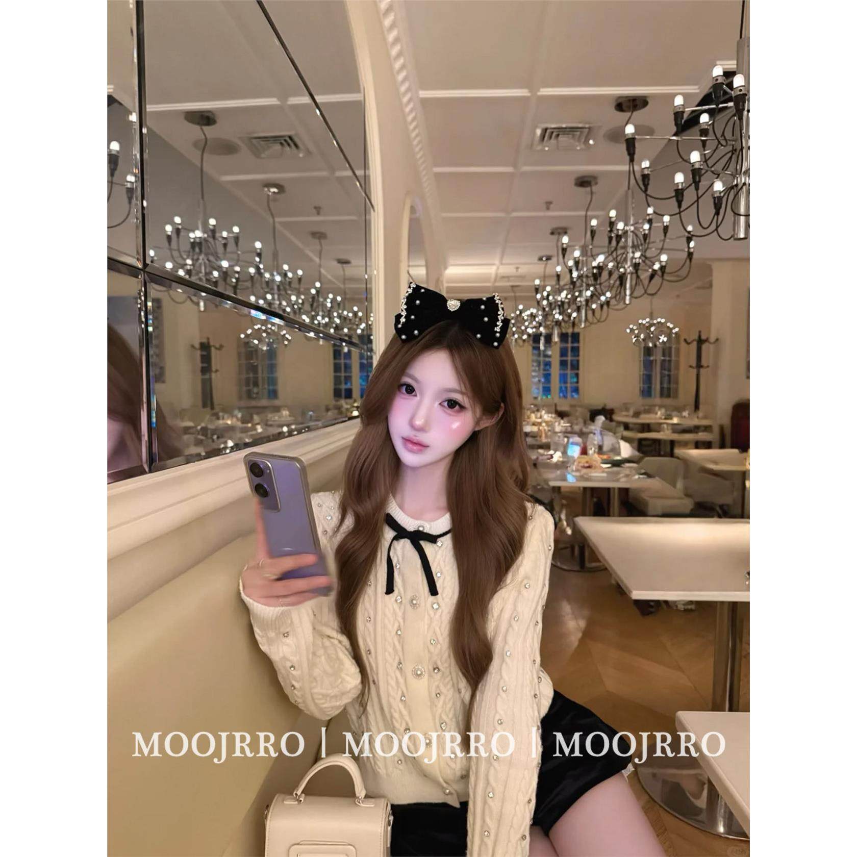 小香风烫钻圆领长袖针织开衫女秋季千金纯欲气质修身短款外套上衣,个性定制/设计服务/DIY,棉服工装,淘宝优惠券,粉丝福利购,淘宝优惠卷