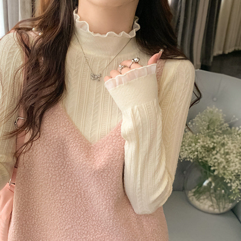 蕾丝打底衫女内搭高级感洋气毛衣2026新款春季白色木耳边针织上衣,个性定制/设计服务/DIY,棉服工装,淘宝优惠券,粉丝福利购,淘宝优惠卷