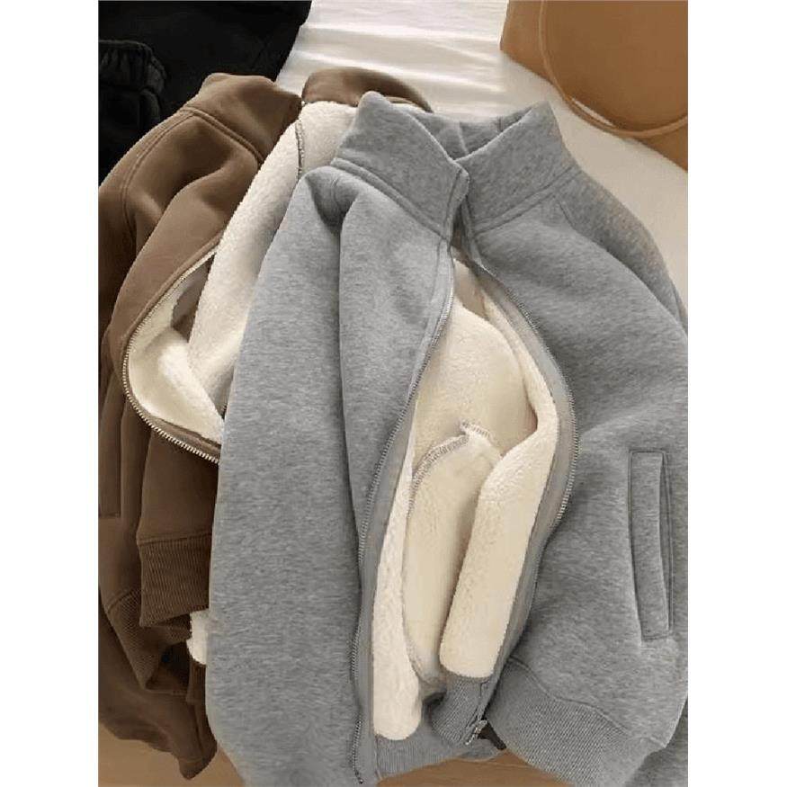 冬季小暖炉！加绒加厚羊羔绒卫衣外套女保暖休闲立领拉炼开衫上衣,个性定制/设计服务/DIY,棉服工装,淘宝优惠券,粉丝福利购,淘宝优惠卷