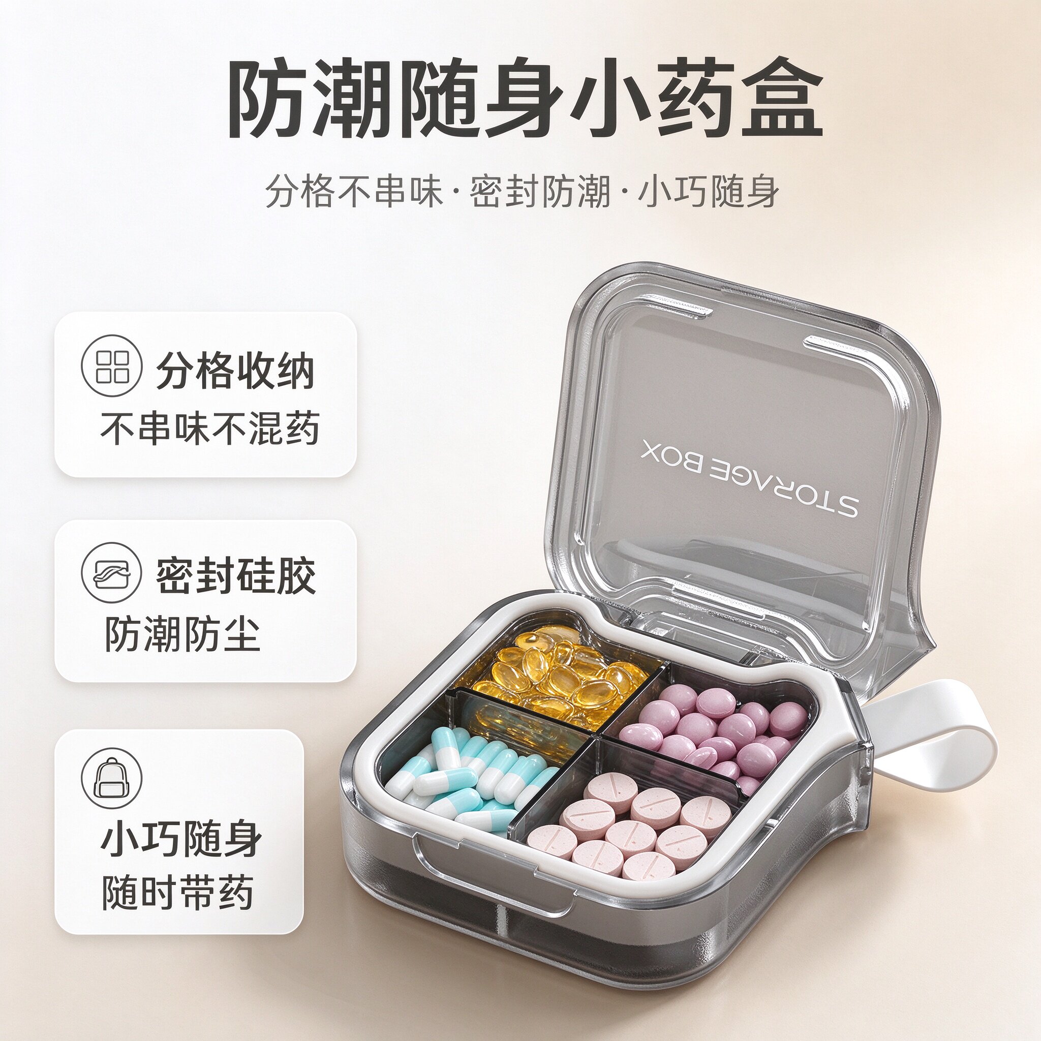 随身药盒密封防潮一周七天分格不串味透明便携迷你大容量老人旅游