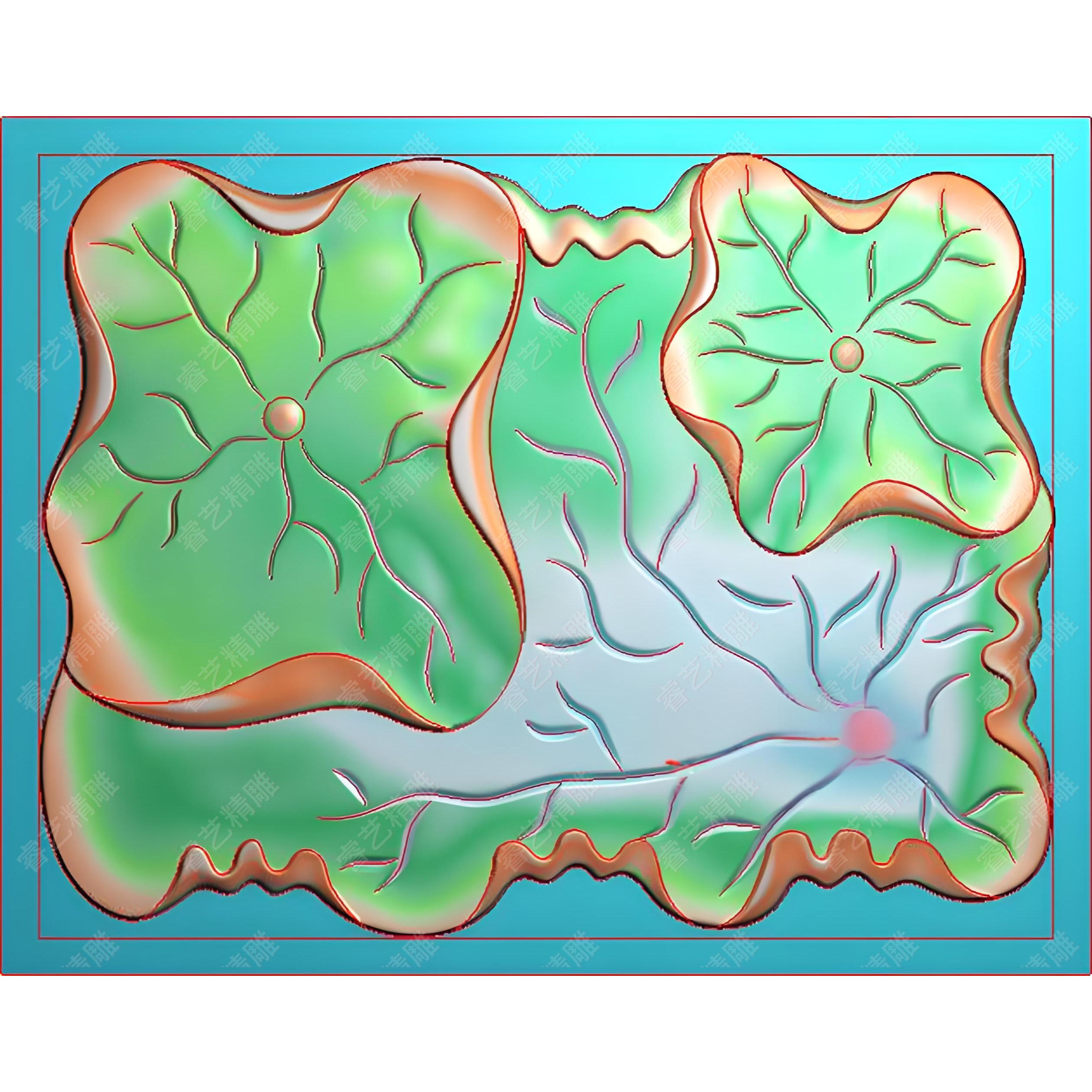 荷叶树叶茶盘带线雕刻图茶盘茶台精雕图浮雕图JDP灰度图BMPCP18