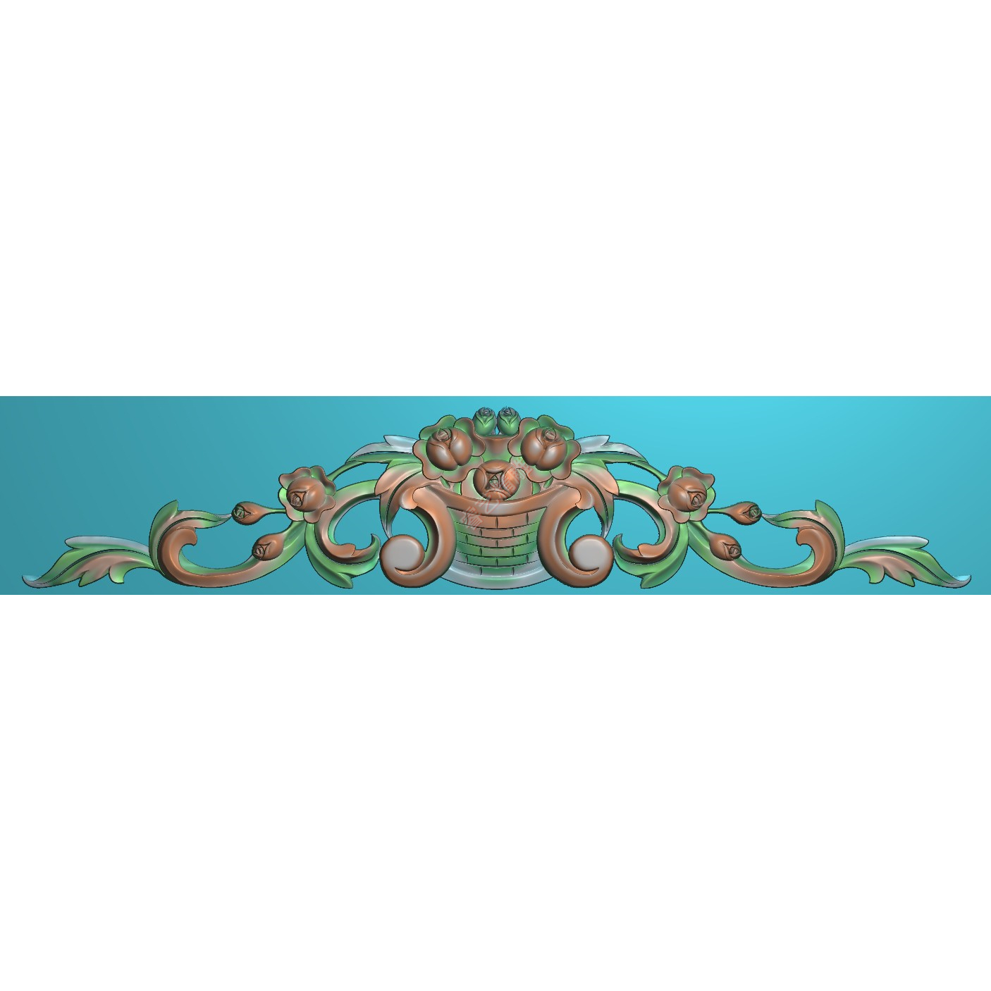 横向长条洋花预欧式洋花门头花三角花贴花精雕图灰度图素材171