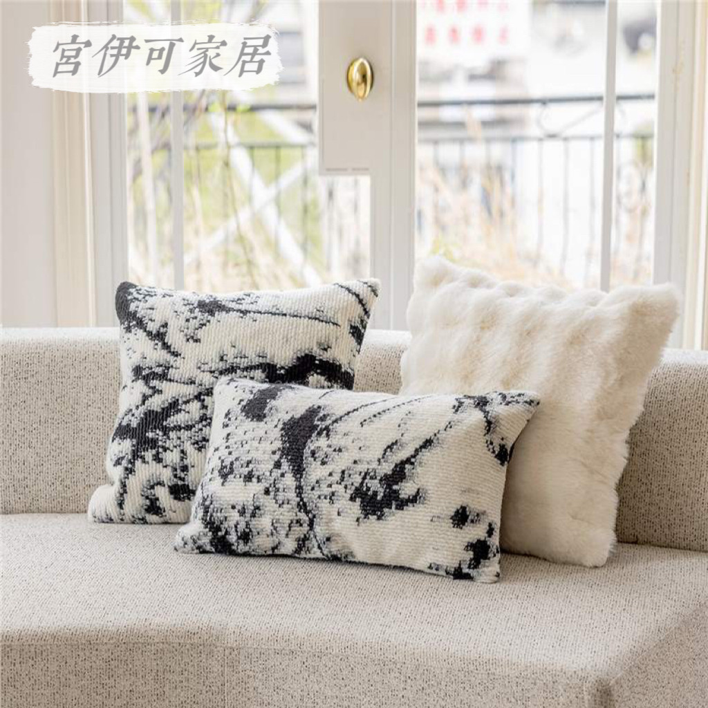 ins风水墨高级感轻奢中式抱枕套奶油复古样飘窗客厅沙发靠垫靠枕