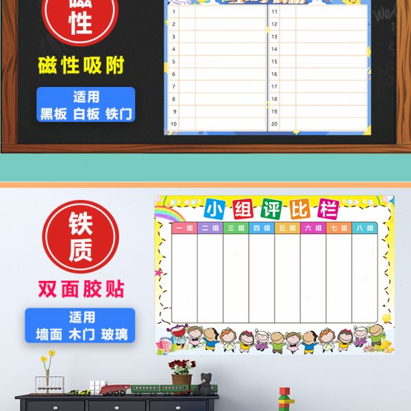 班级评比栏墙贴学校文化墙小组积分表光荣榜宣传栏黑板贴奖励磁性
