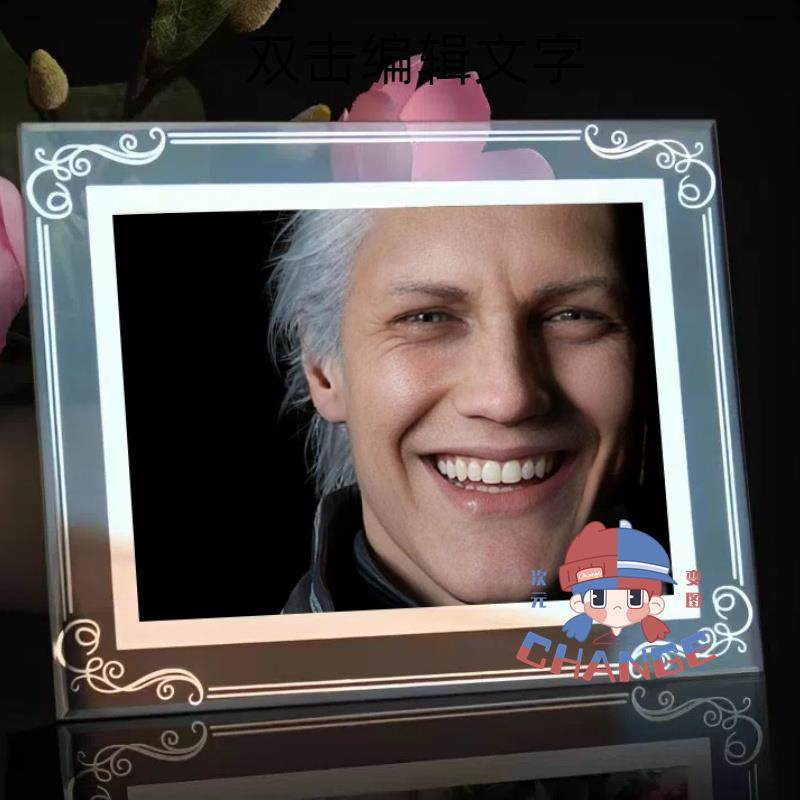 维吉尔水晶摆台3D光栅渐变桌面摆件鬼泣周边相框摆台来图定制礼物