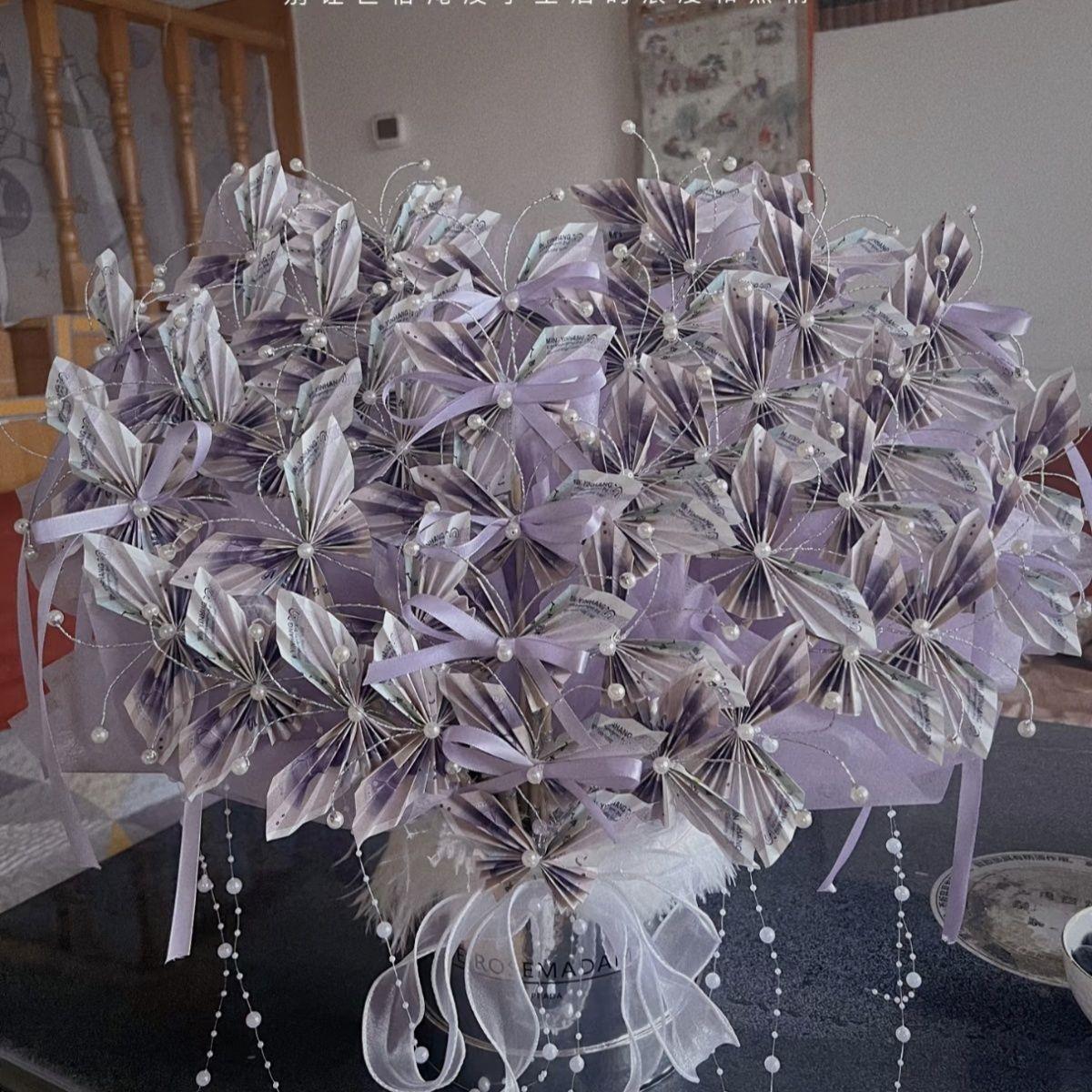 创意蝴蝶有钱花抱抱桶材料包生日礼物送情侣母亲节父亲节情人节