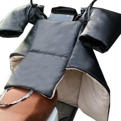 电动车挡风被冬季pu皮防水电瓶摩托车加厚分体防风罩护腿保暖加绒