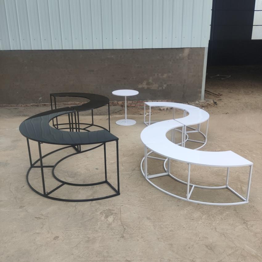 新款婚庆道具铁艺S形甜品台圆形组合婚礼花器户外圆桌摆件布置架