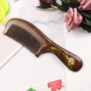 天然金丝檀木梳子家用防静电脱发梳子细齿加厚防打结女生 锦瑟