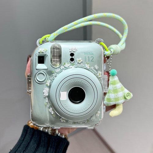 拍立得保护套适用富士mini12保护壳水晶壳迷你11手腕绳挂件贴纸