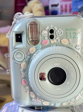 富士拍立得mini12/11迷你SE透明水晶保护壳挂绳贴纸相机的保护套