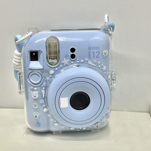 拍立得mini12/11/7+保护套斜挎绳7C透明90水晶壳保护壳SE背带挂绳