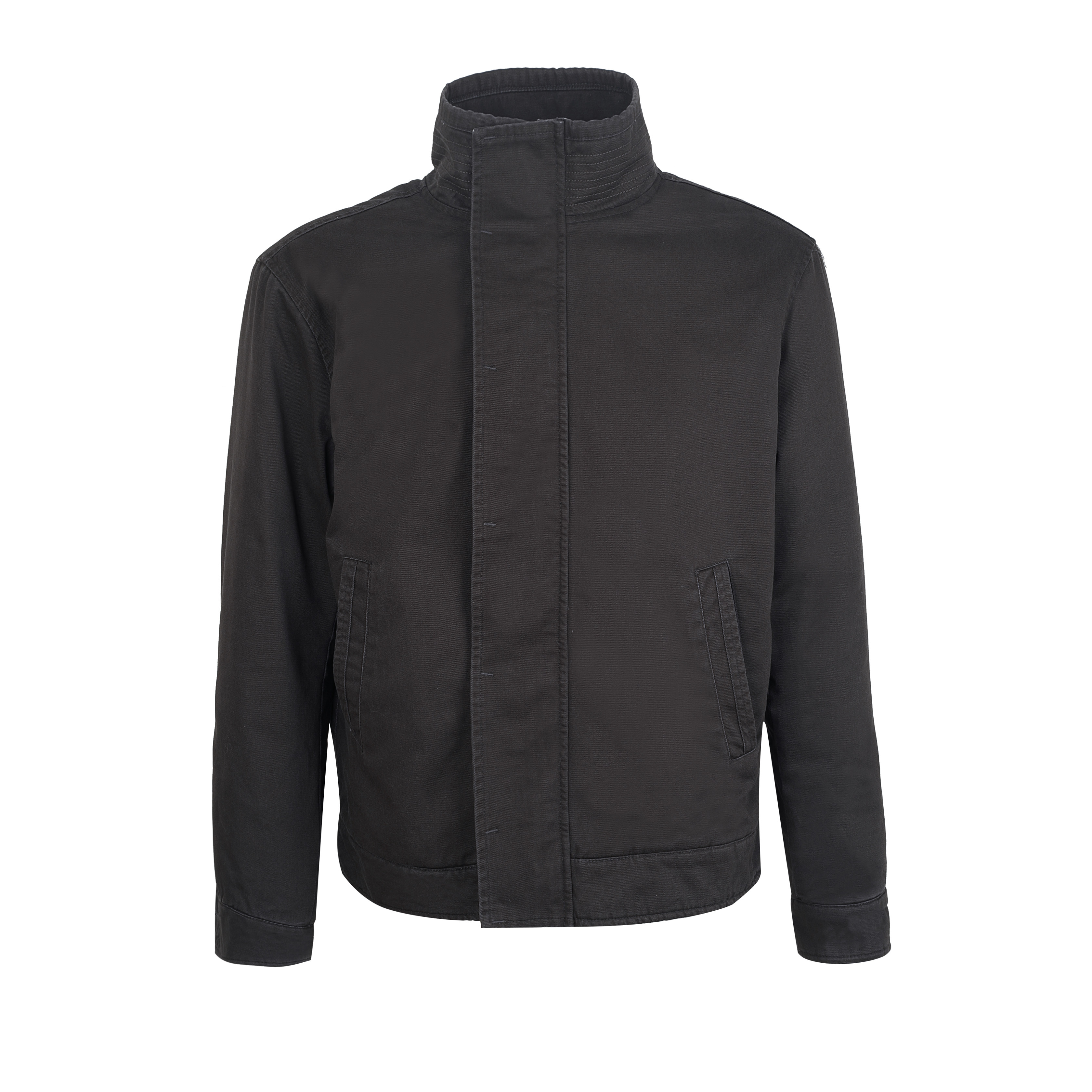 DRKK水洗做旧军款AF仿兔毛夹克棉服cleanfit重磅帆布立领外套男