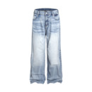 长裤 宽松cleanfit牛仔裤 型水洗蓝牛仔裤 DRKK［88牛王］做旧A字版