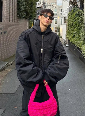 [DRKK] Project 22FW剪裁破坏解构连帽棉服 廓形飞行夹克外套vibe