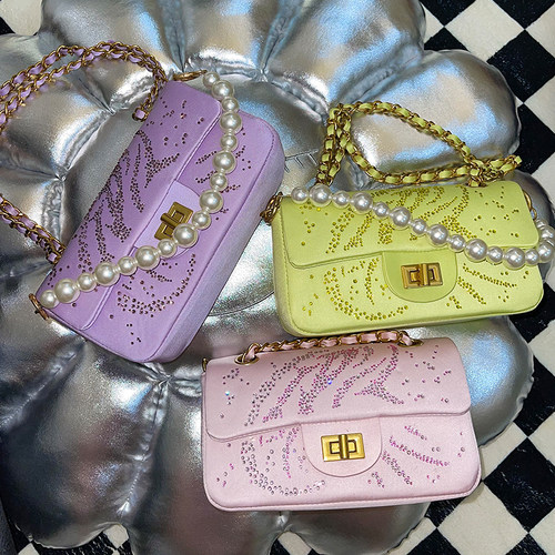 [DRKK]CIRCLECUSTOM 21SS 小香风丝绸珍珠链条挎包单肩包大小号辣