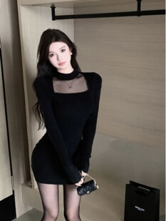 包臀裙2026新款后妈辣妹连衣裙子秋冬季性感御姐女装紧身黑色短裙