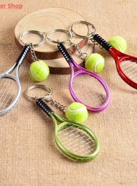 Cute Sport Mini Tennis Racket Pendant Keychain Keyring Key C