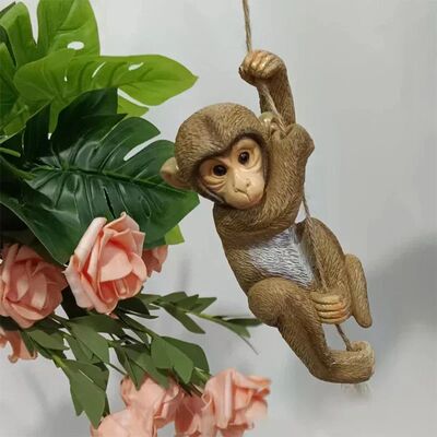 Garden Animal Hanging Baby Monkey Tree Climbing Resin Crafts