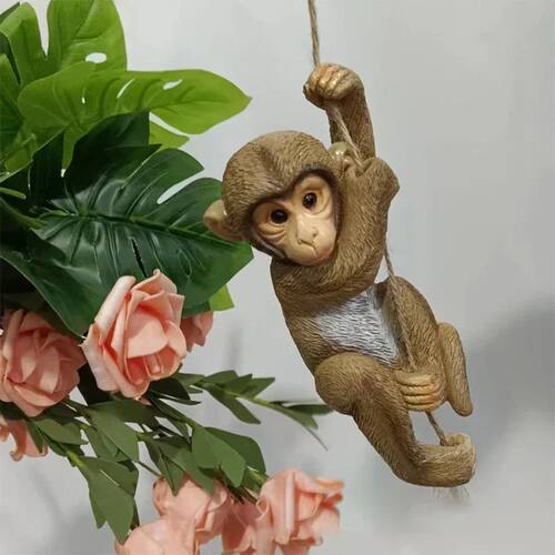 Garden Animal Hanging Baby Monkey Tree Climbing Resin Crafts