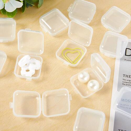 10Pcs Mini Plastic Storage Box Transparent Jewelry Storage C