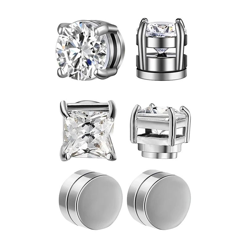Crystal Strong Magnetic Ear Stud Clip Earrings for Men and W