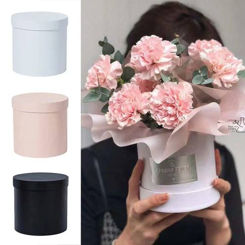 1 PCS Portable Flower Hug Bucket Simple Round Cardboard Pack