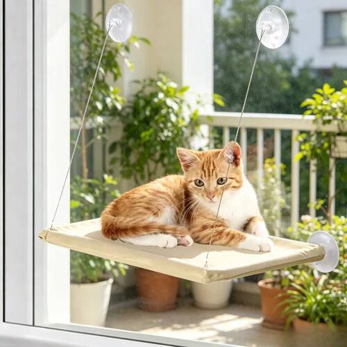 Ultra Soft Cat Window Hammock Bed, Securely Mounted Space Sa