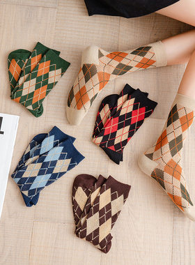 Women Socks Autumn New Socks Fashion Lattice Cotton Preppy S