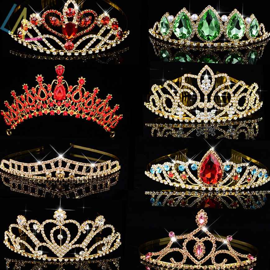 Queen Princess Crown Women Girl Gold Tiara Hair Accessories