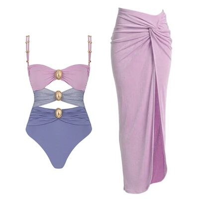 Hollowen One Piece Swimsuit With Cover Up Sexy Swimwear Wome