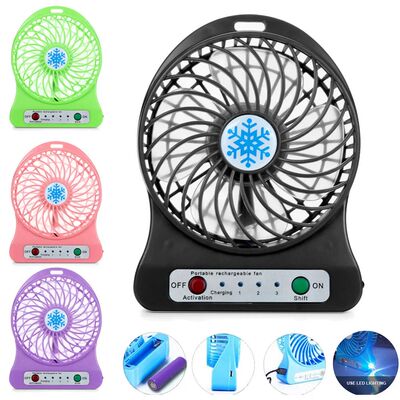 Portable Rechargeable LED Light Fans  Cooler Mini Desk USB 1