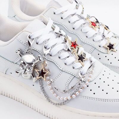 1PCS Luxurious Diamond DIY Heart Star Pearl Shoe Chain Punk