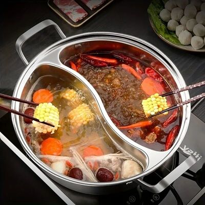 Covered 12.2-inch Dual Flavor Hot Pot Integrated Mandarin Du