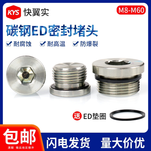 液压阀内六角镀锌堵头ED密封