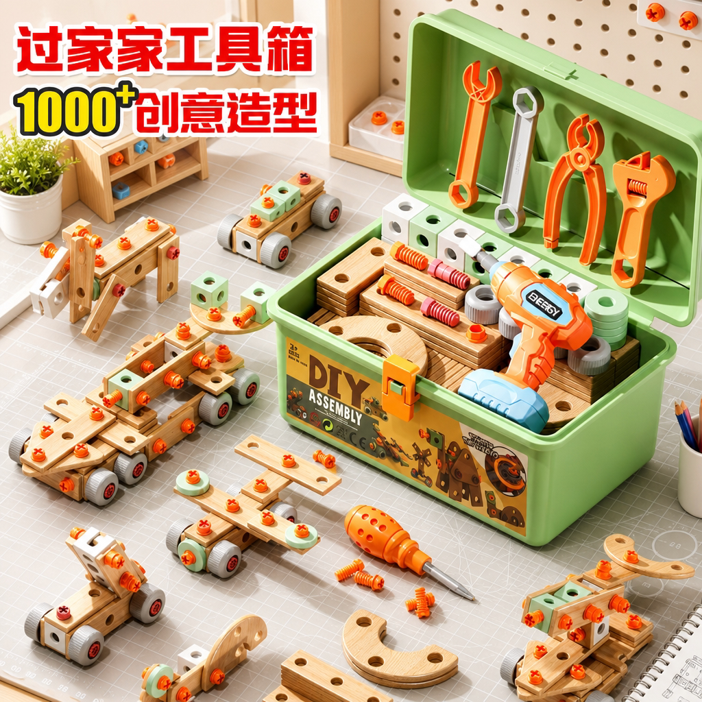 拧螺丝玩具儿童维修工具箱带电钻