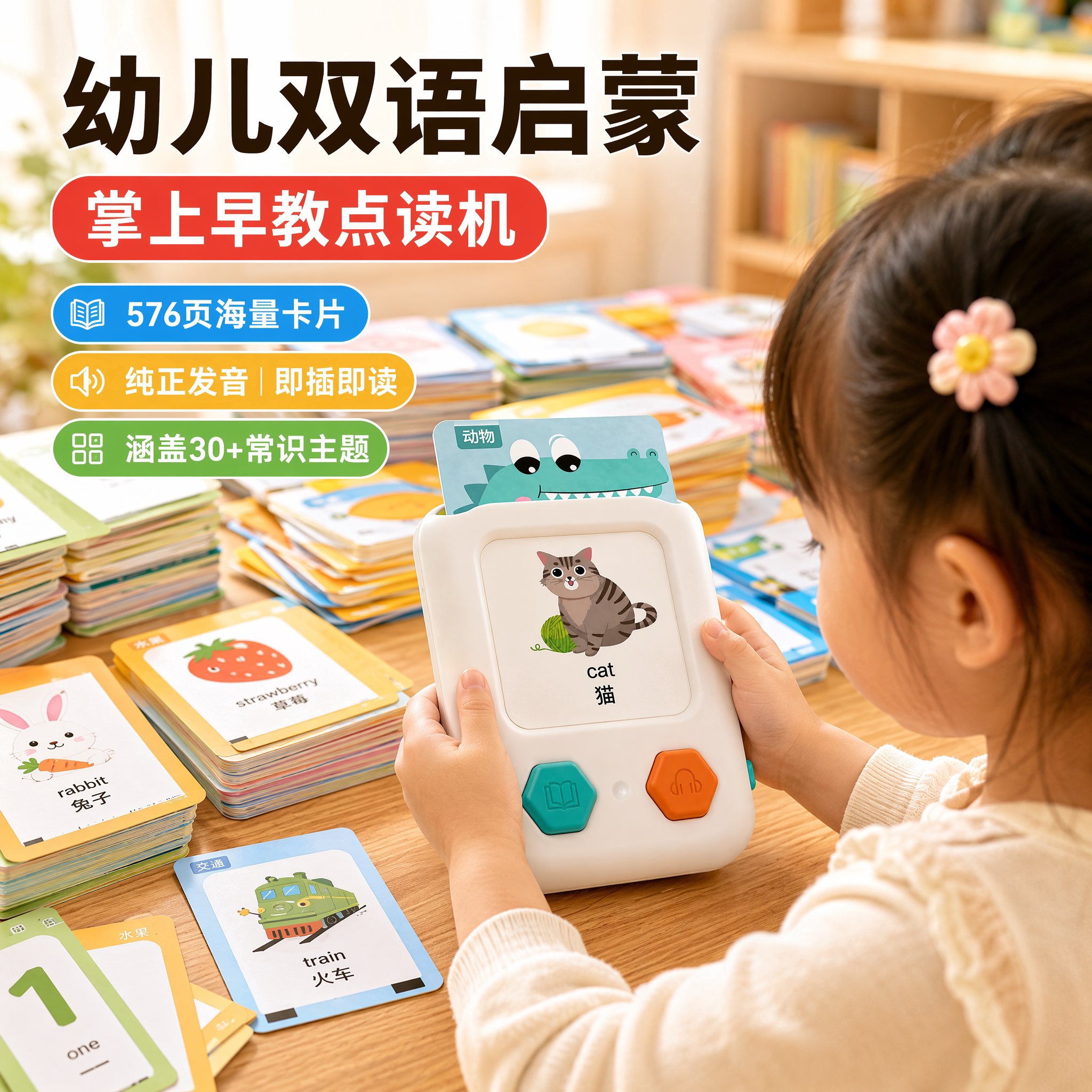 幼儿英语启蒙卡片读卡早教机儿童插卡机双语学习单词1宝宝0到3岁2