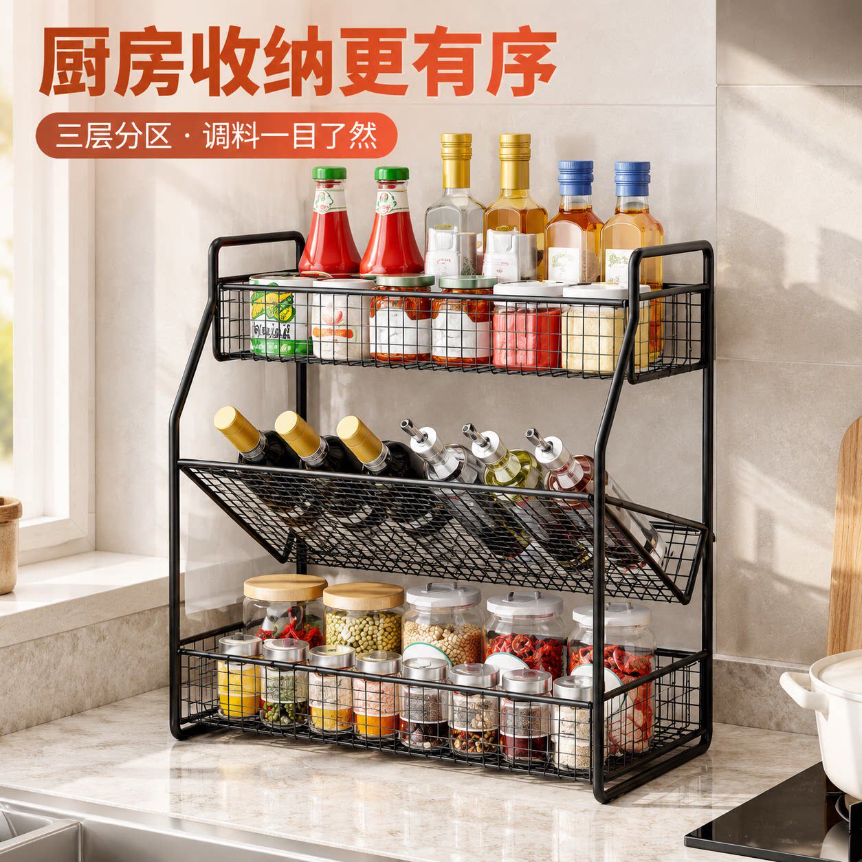 调味料置物架厨房调料瓶收纳神器