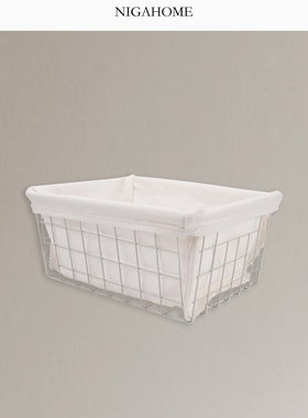 Niga Home 布艺可拆卸铁艺面料内衬篮子零食收纳筐 49576049741