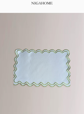 NigaHome 波浪边亚麻方形餐垫杯垫碗垫盘垫锅垫家用 47231023920