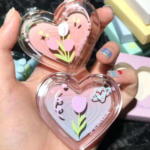 shedella诗蒂娅爱心腮红膨胀色渐变腮蓝腮紫绿杏色哑光胭脂修容盘