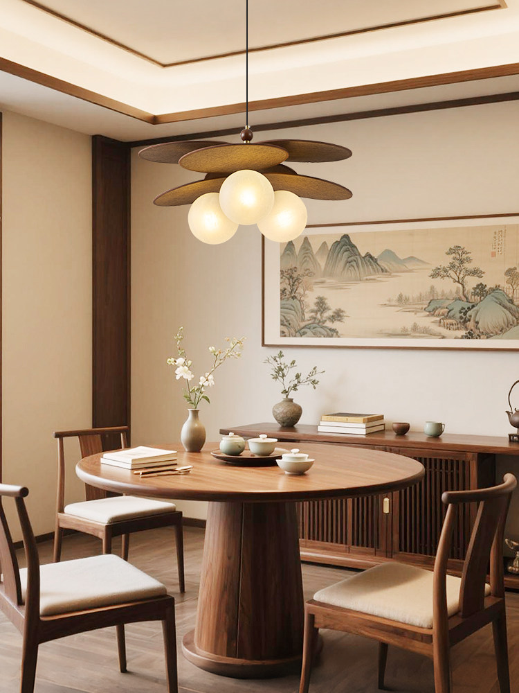 梦泽灯饰中古风餐厅灯拉菲草吊灯覆古胡桃木色2025新款餐桌灯岛台,家装灯饰光源,餐厅吊灯,淘宝优惠券,粉丝福利购,淘宝优惠卷