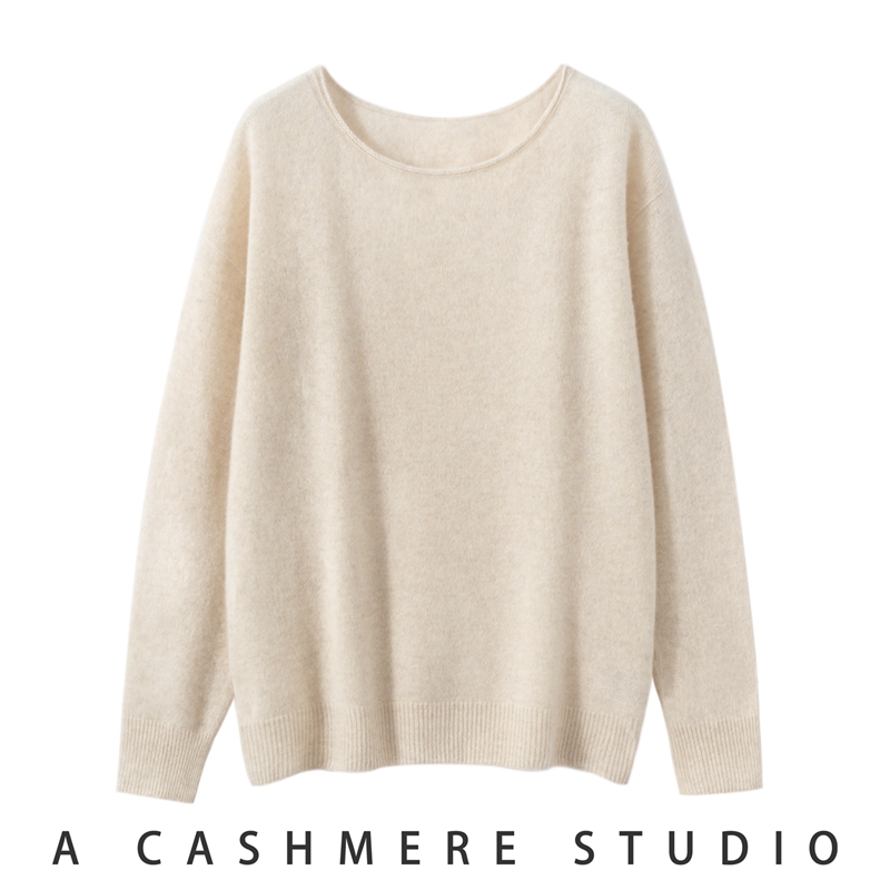 100%纯山羊绒衫女圆领轻奢一线