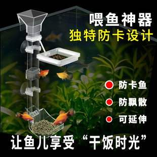 鱼缸喂食器小鱼喂食圈投食器小鱼投食管饲料防飘散鱼缸专用亚克力