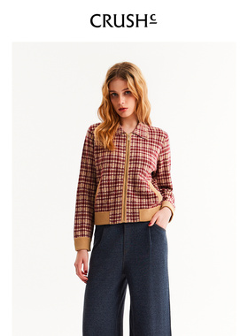 CRUSH Collection2026年早春新款羊毛翻领夹克新年氛围感红色上衣