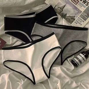 Minimalist 3pcs Women Sports Style Triangle Cotton Panties