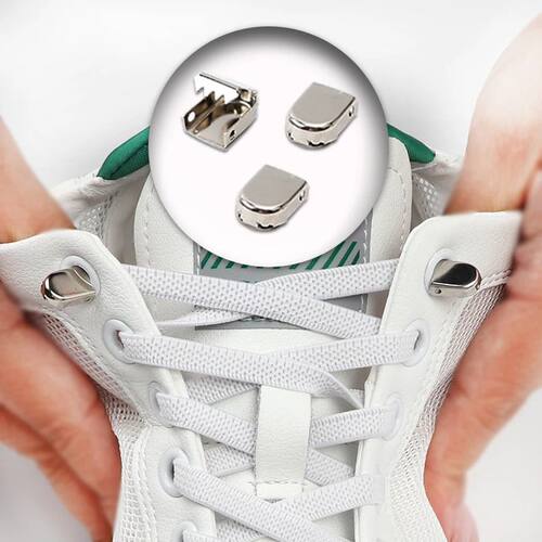 1Pair No Tie Shoelaces Metal Buckles Elastic for Sneakers On
