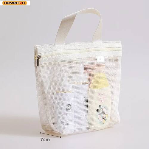 HOMEFISH Mesh Makeup Toiletry Storage Bags Handbags Portable
