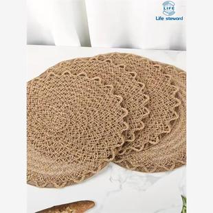Wave Edge Weave Farmhouse Mats Placemats Table 餐垫 Burlap